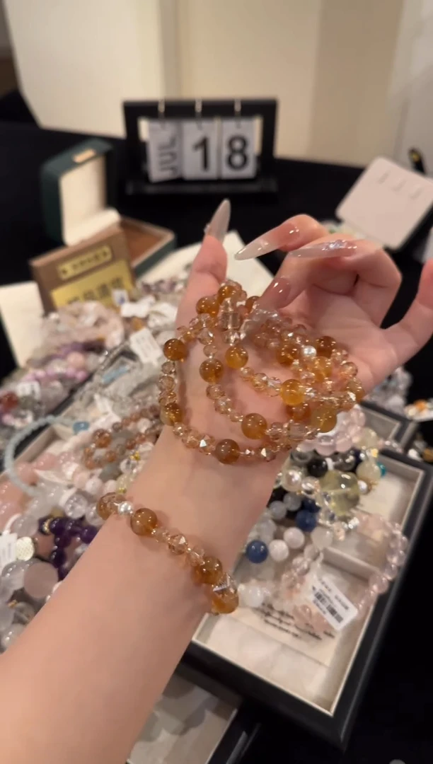 水晶手串合金黄塔晶x2043