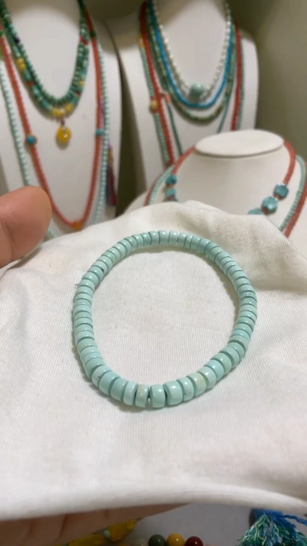 未镶嵌绿松石珠宝奇石5.1mm直切手串