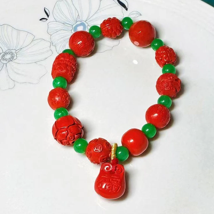 天然辰砂【小乔专享】灵丹真朱五福多宝手串福禄寿喜财