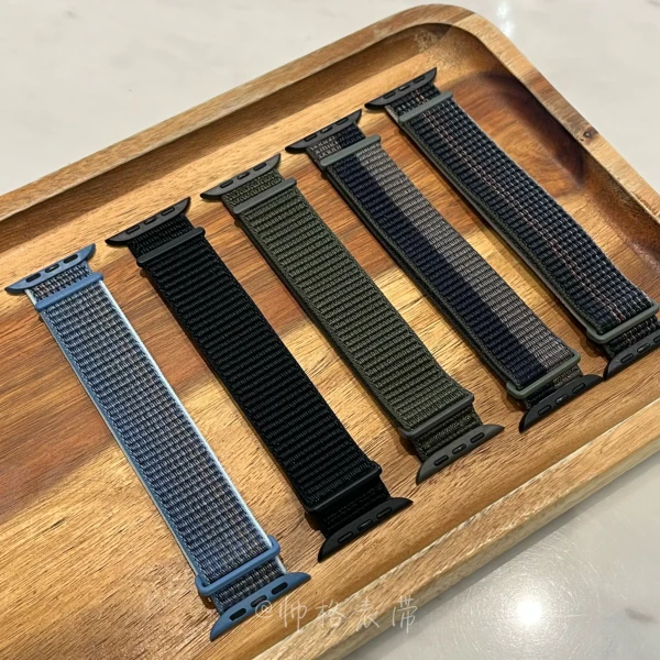 适用苹果applewatch手表双节尼龙回环表带ultra2运动腕带舒适透气