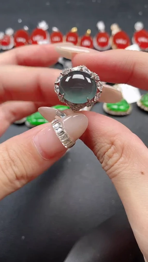 银S925镶嵌戒指翡翠51511