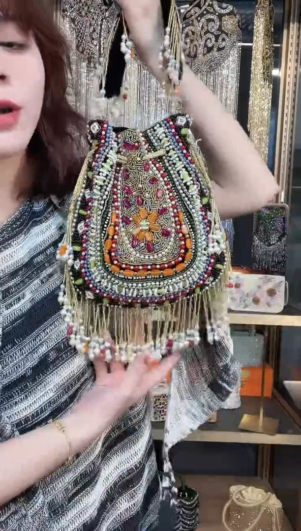 织物织物珠韵恒泽重工串珠手提包