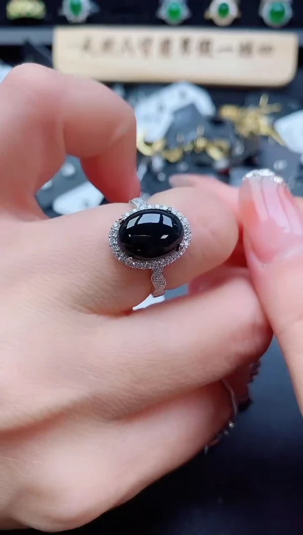 银S925镶嵌戒指翡翠2085