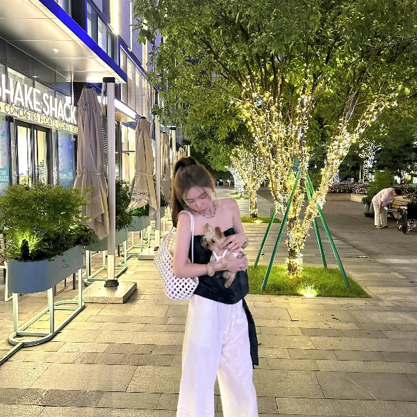 时尚法式露肩直筒型气质夏季高腰简约风挂脖通勤显瘦运动洋气休闲