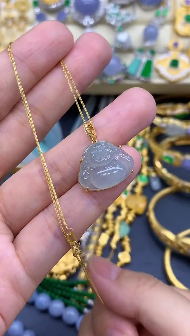 颈饰18K金镶嵌翡翠132-中国好珍宝