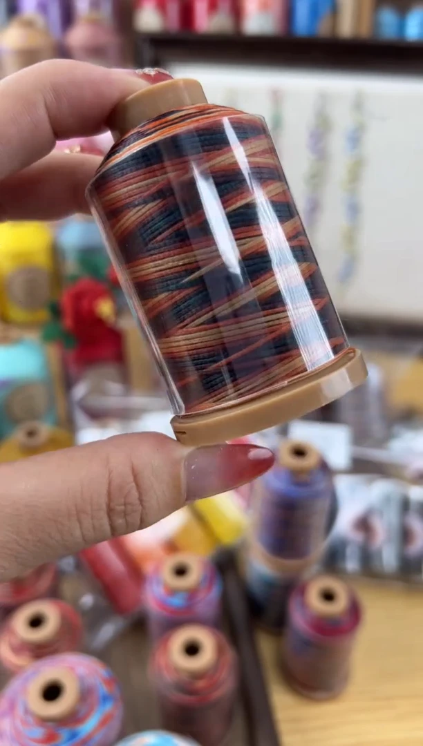 聚酯纤维0.8段染扁蜡【棕情墨韵】孤品捡漏