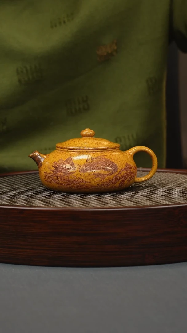 【闪购商品】紫砂茶壶龙骨金砂 寒江 如鱼得水