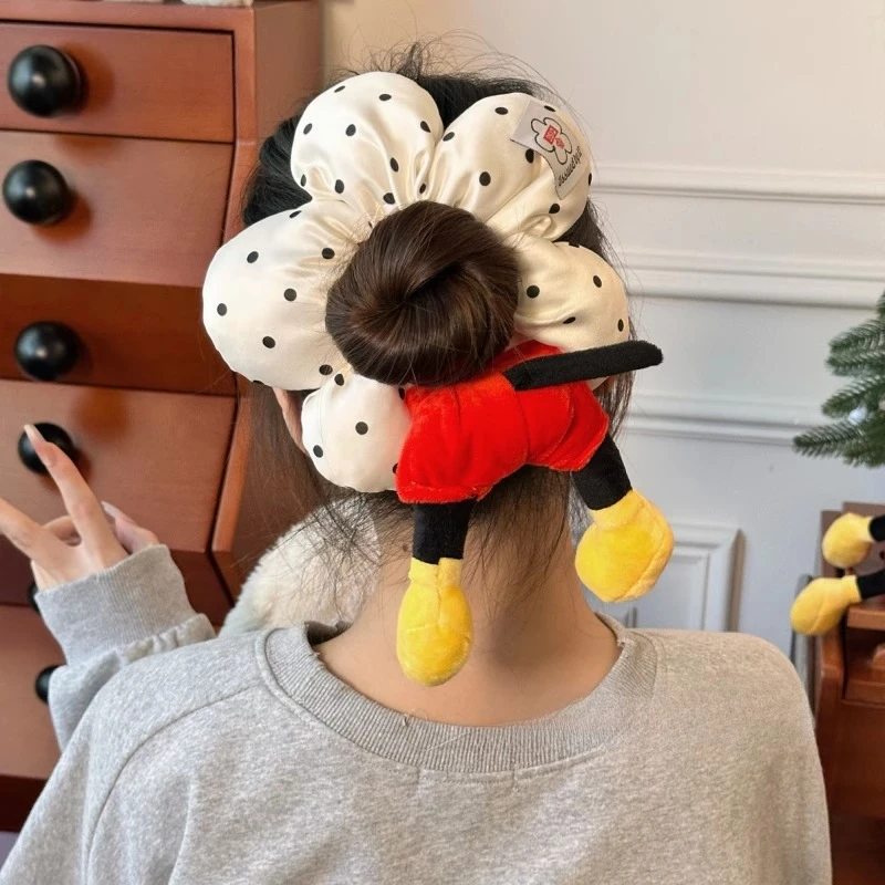 可爱搞怪大号米奇屁屁波点大肠发圈女丸子头高级感发饰头绳头饰