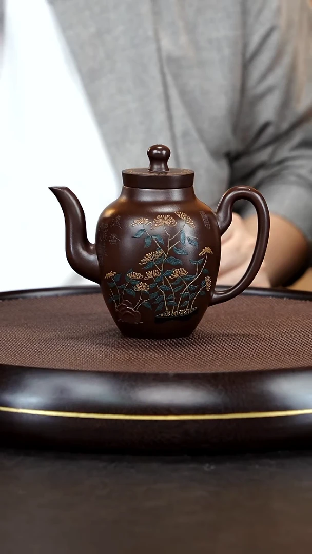 茶壶紫砂何菊新专场紫砂作品45【明式宫灯-一厂特拼紫泥-450cc】