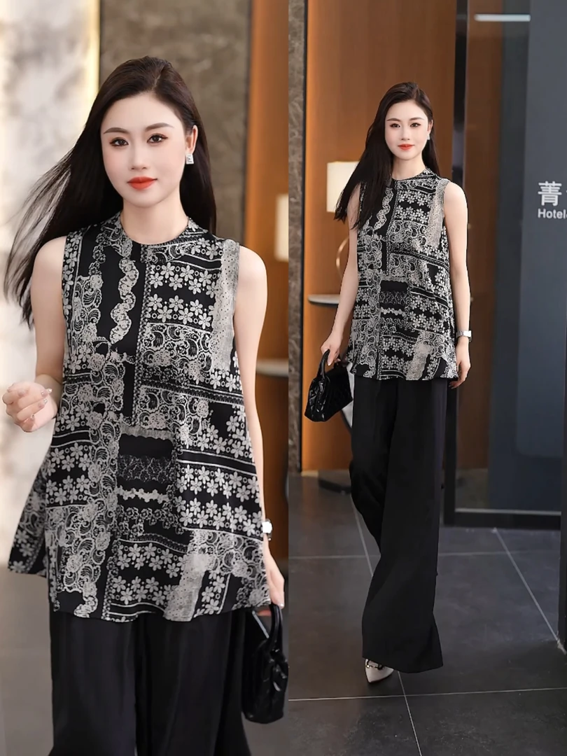 新中式风时尚套装2025年夏季新款轻奢时髦宽松气质两件套女装