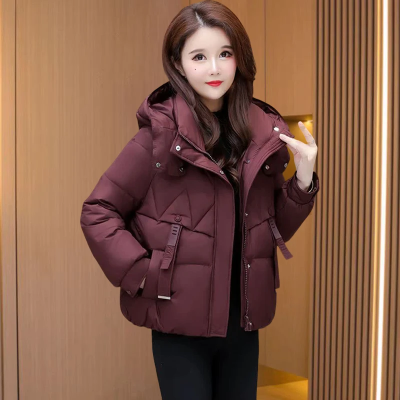 包袖保暖常规款羽绒服女士百搭大码加厚加绒2025年秋冬季宽松连帽