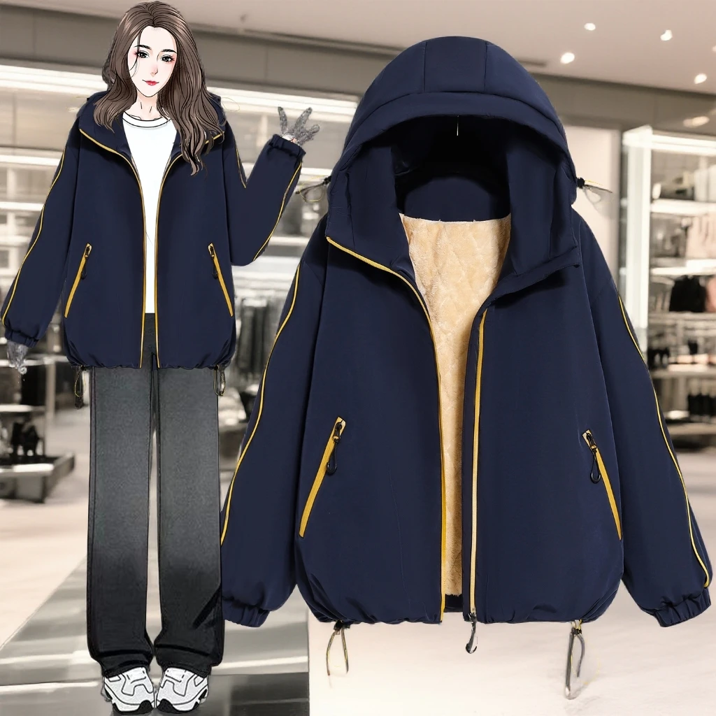胖MM大码棉服2025冬季新款宽松显瘦加绒加厚短款棉服时尚百搭棉衣