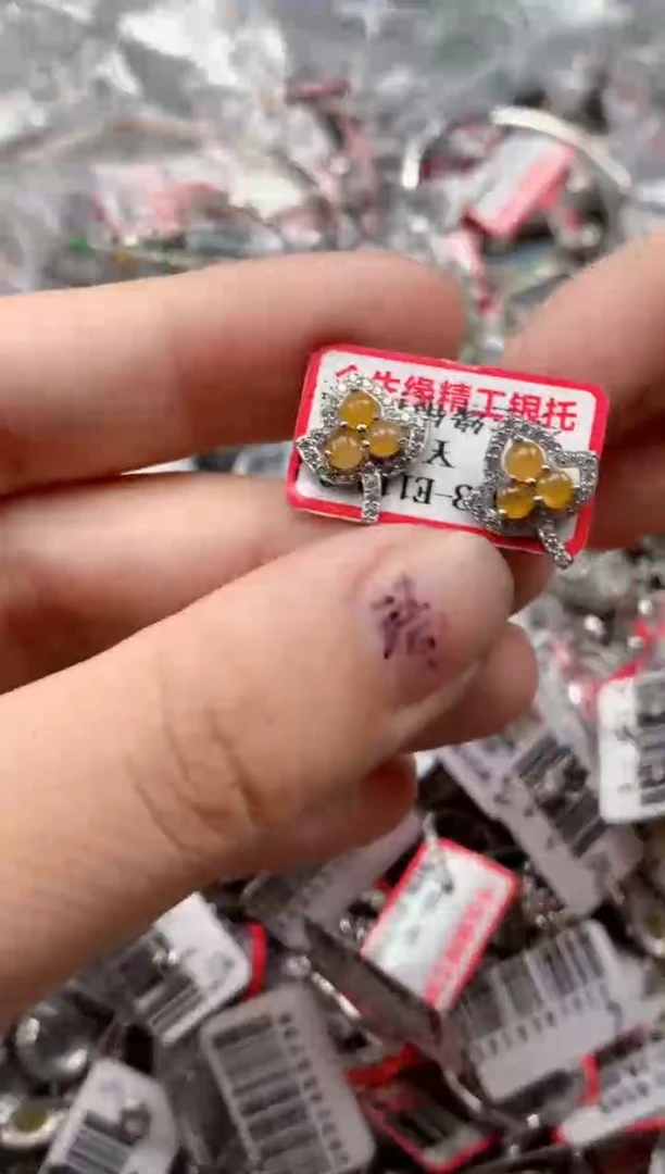 银S925镶嵌戒指翡翠天然A货缅甸翡翠