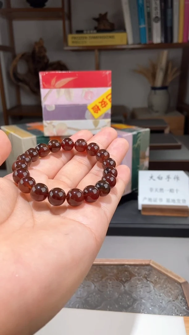 琥珀颈饰未镶嵌10+棕红紫罗兰手串
