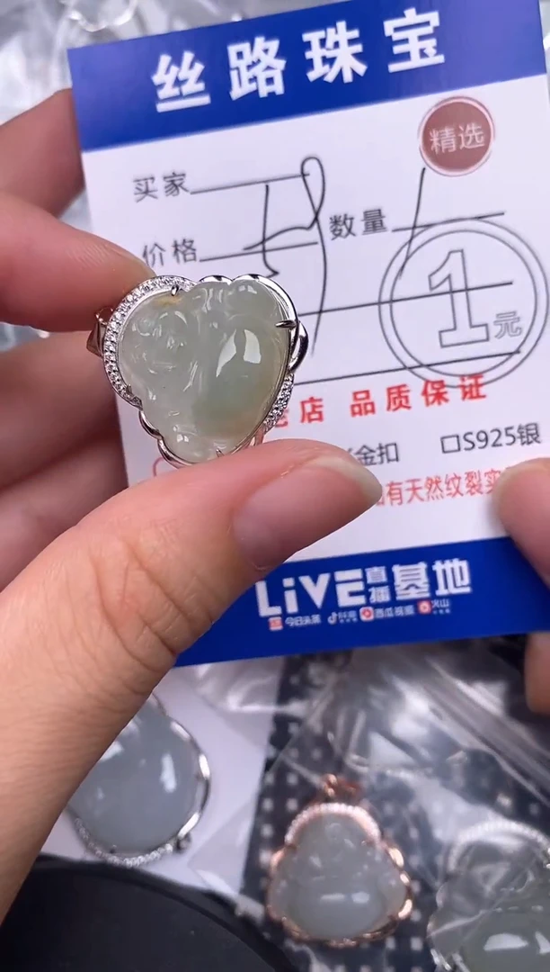 翡翠银S925镶嵌颈饰挂件