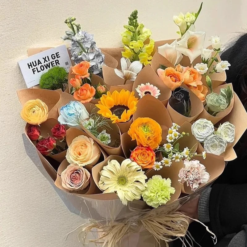 ins风网红简约纸鲜花包装纸英文包花花纸花束牛皮纸花店花艺材料