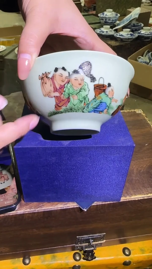 碗瓷绿稀土童子5英寸碗