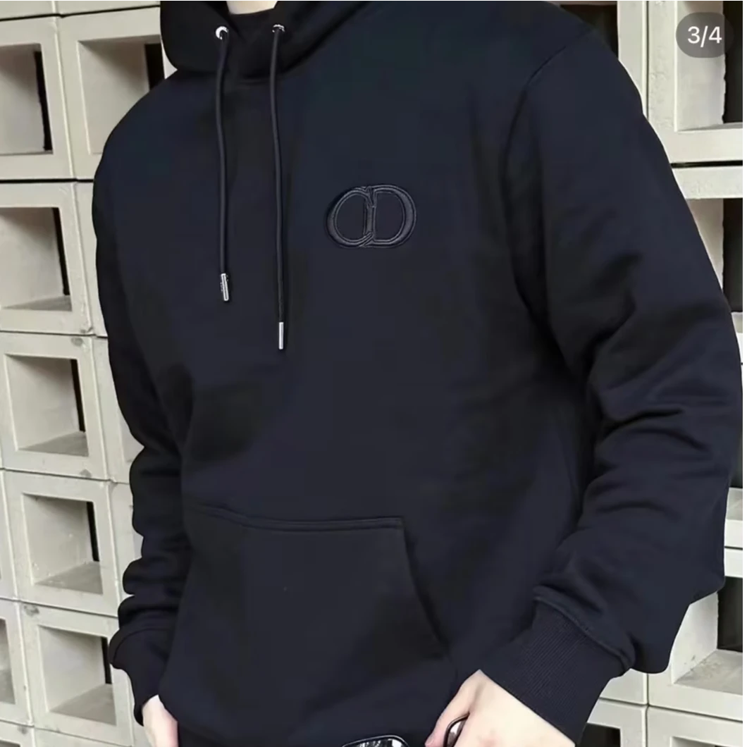 全新未使用 DIOR/迪奥 男士经典CD刺绣深藏蓝长袖卫衣百搭 114207