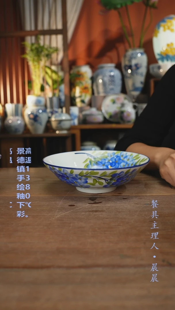 瓷片【简家甄选】景德镇设计师釉下手绘陶瓷餐具