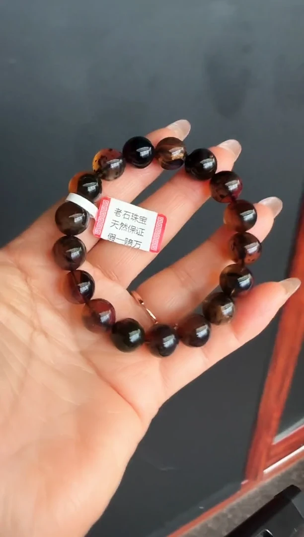 手串琥珀未镶嵌#19缅甸琥珀星际蓝翁珀手串11mm