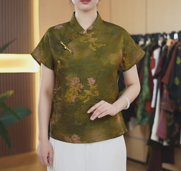 【斗草簪花-冠乐绉旗袍衫】国风立领斜襟改良旗袍衫