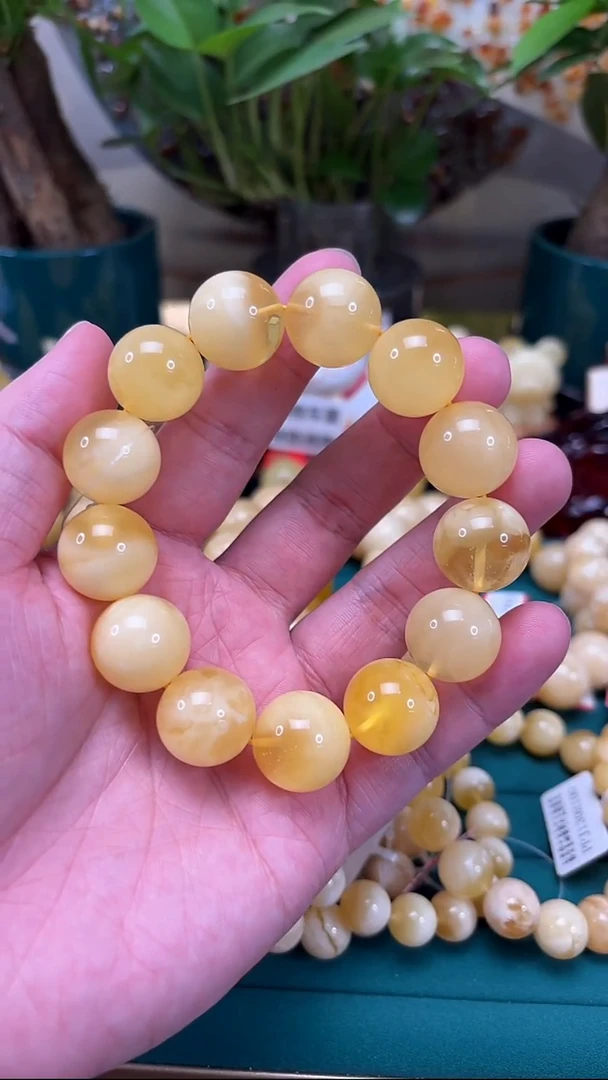 手链蜜蜡未镶嵌p47金白妖花蜜蜡单圈 40.36克 17+mm