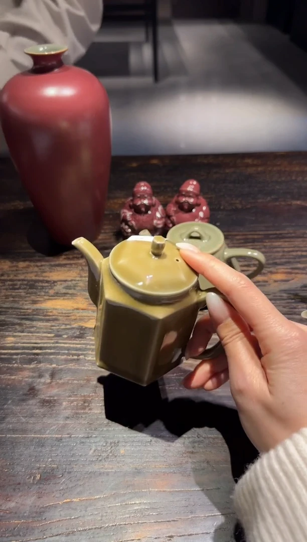 瓷陈燕波 龙窑 六方壶