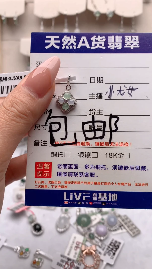 【闪购商品】翡翠吊坠(不含链)银S925镶嵌3号