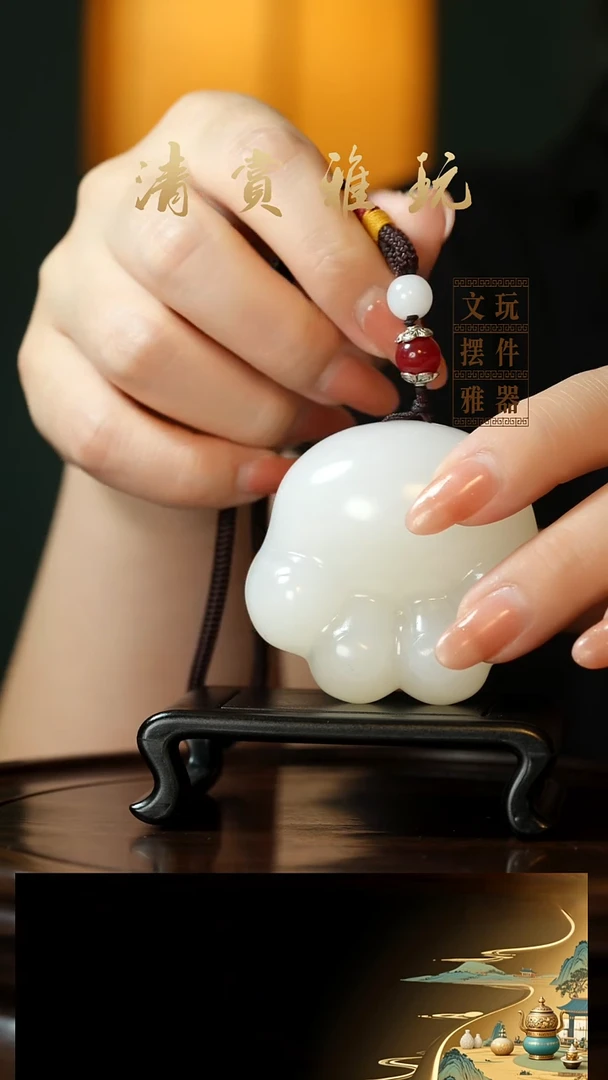 玉《小猫爪》手把件摆件