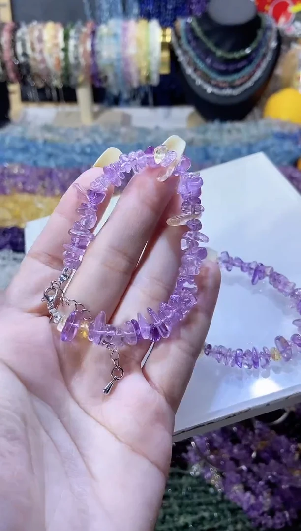 未镶嵌珠宝半成品水晶紫黄晶手链