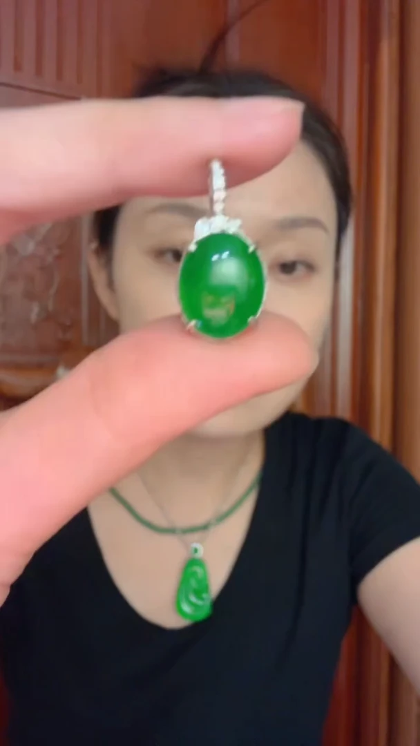 吊坠(不含链)银S925镶嵌翡翠吊坠
