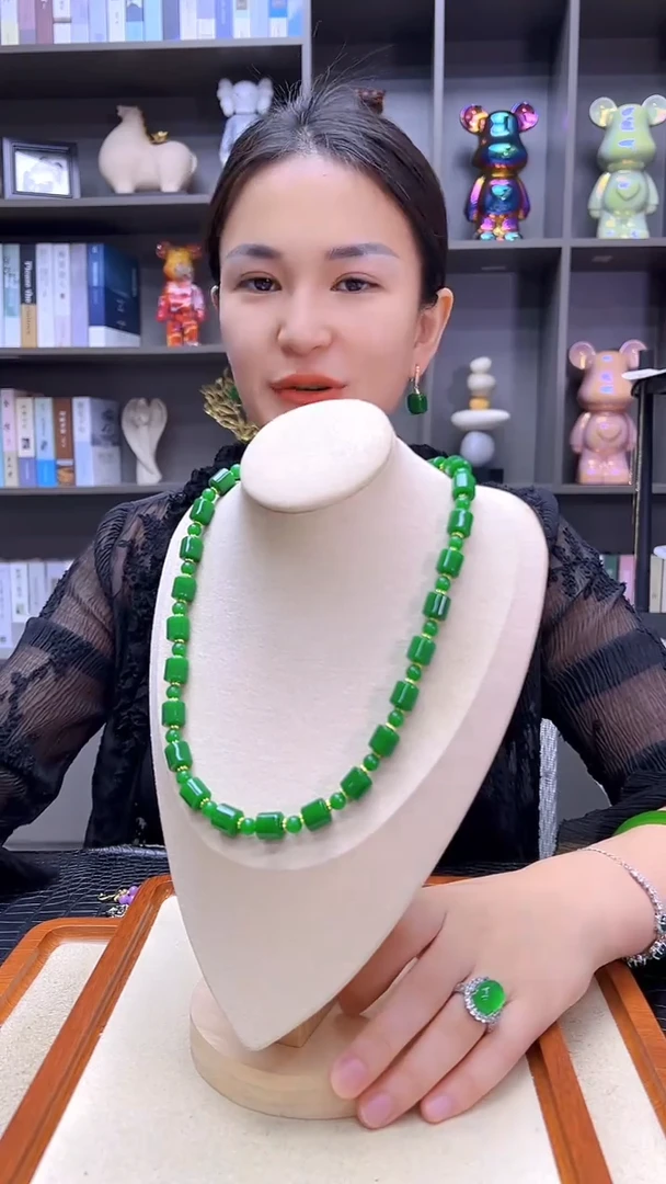 翡翠14K金镶嵌颈饰沉白diy劲饰