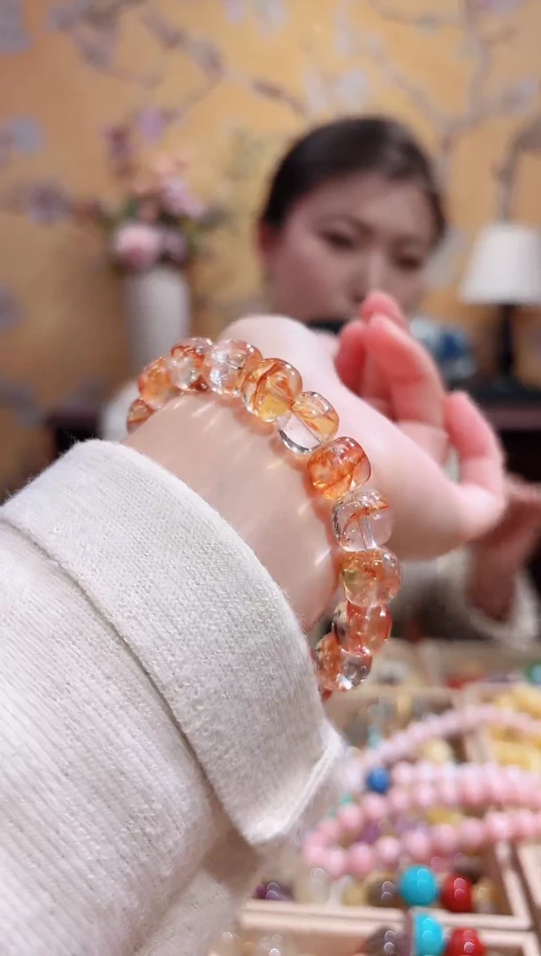 未镶嵌手链水晶天然锦鲤胶花水晶设计款老型珠手串