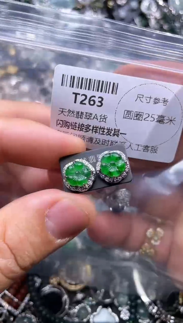 【闪购商品】翡翠颈饰未镶嵌T263耳钉