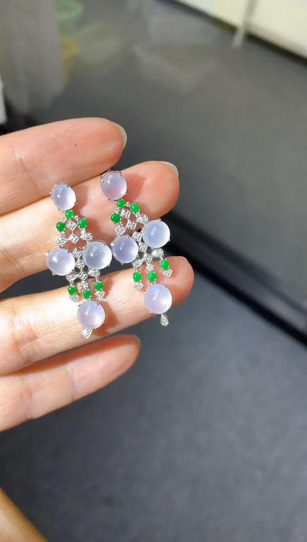 翡翠18K金镶嵌耳饰559-中国好珍宝