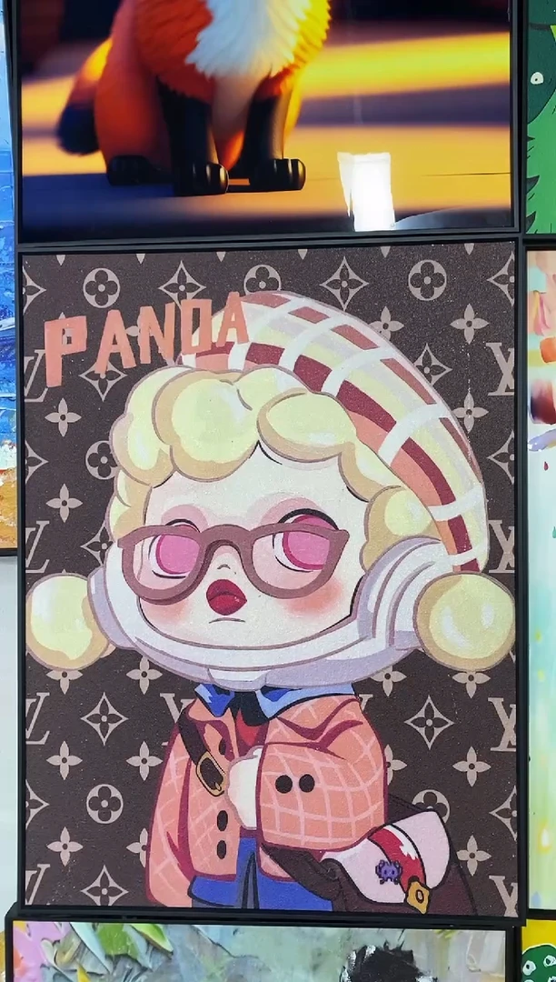 横款独***吖眼镜小女孩装饰画一副