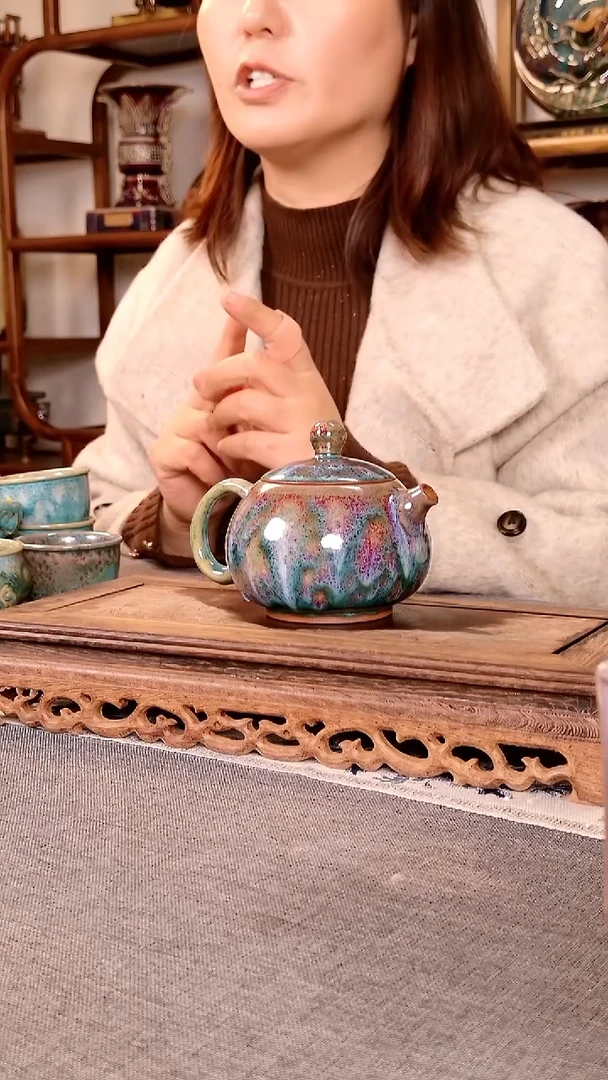 瓷片西施壶 土魂钧瓷