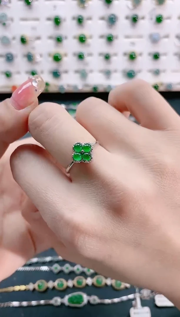 【闪购商品】翡翠戒指银S925镶嵌天然翡翠