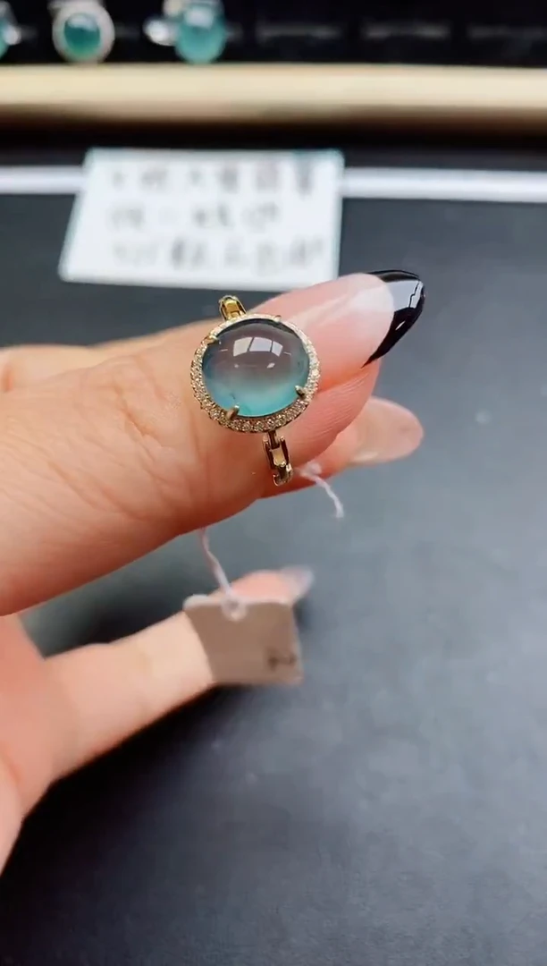 翡翠戒指银S925镶嵌50800