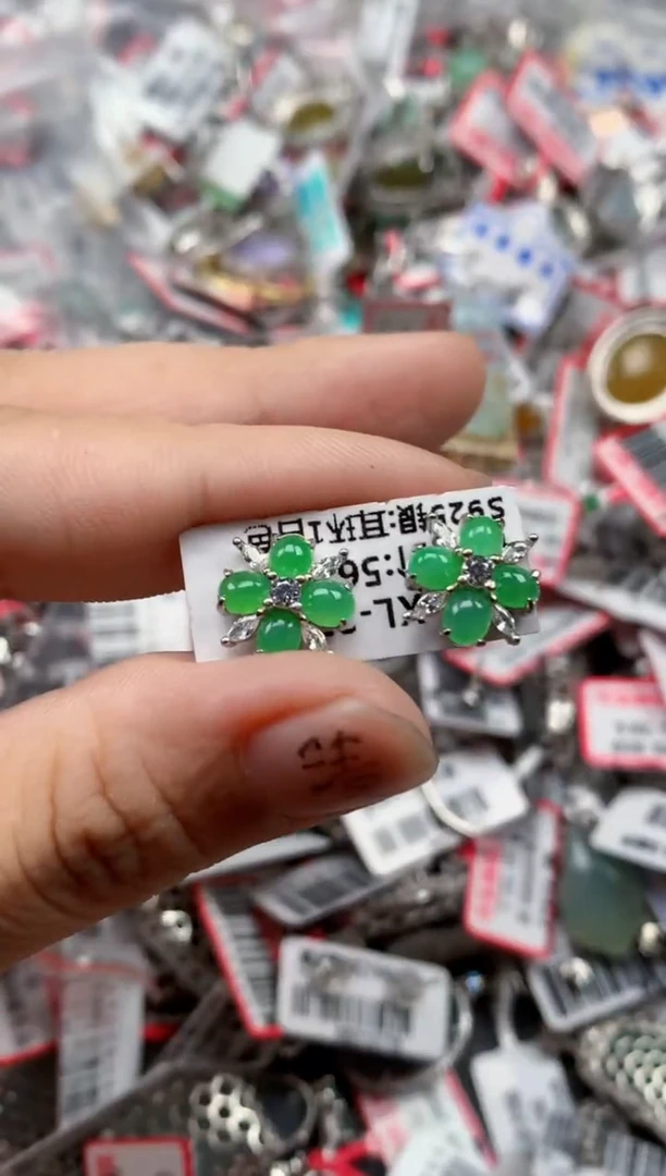 银S925镶嵌戒指翡翠天然A货缅甸翡翠