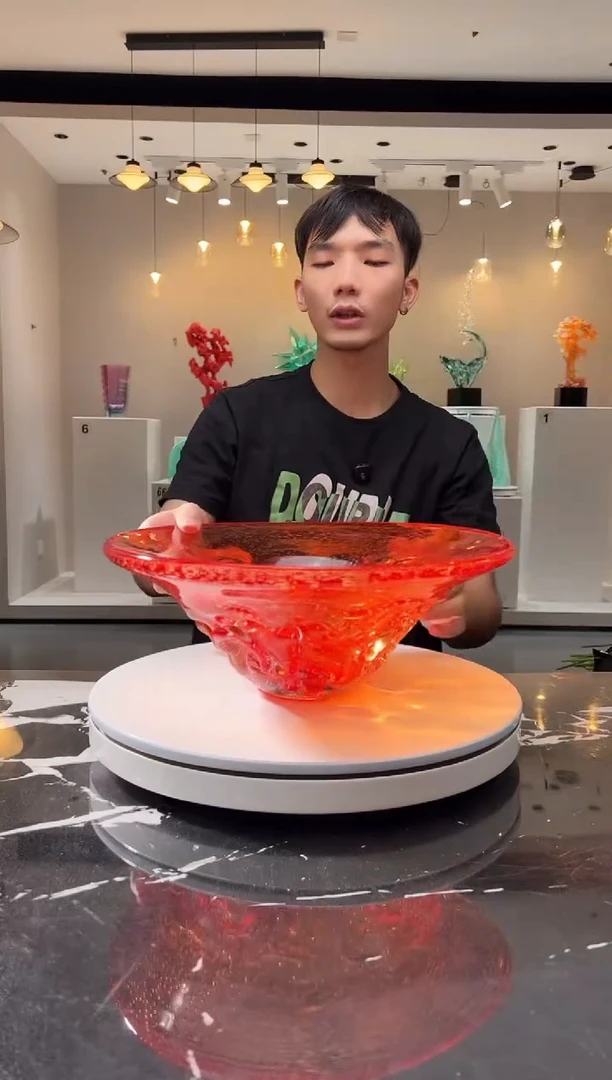 摆件巴比特美学 火山石红色果盘