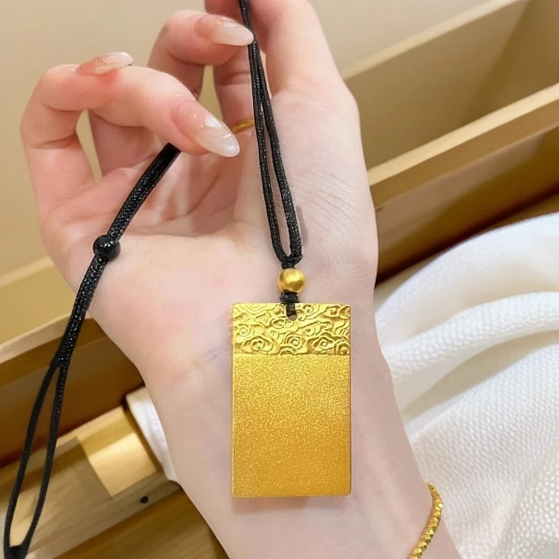 吊坠足银 平安无事牌吊坠古法编绳转运珠气质挂坠男女情侣款