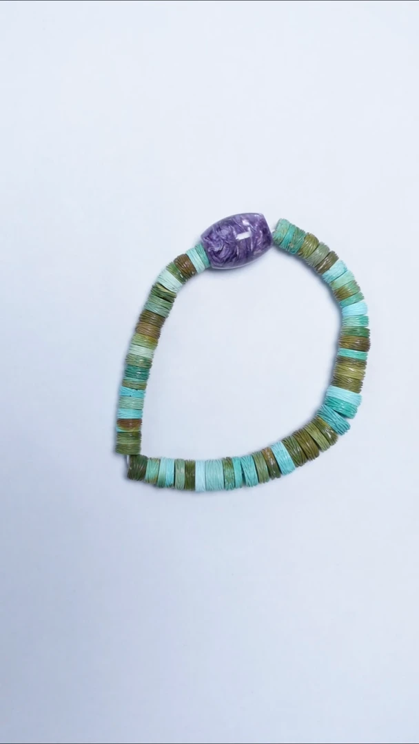 未镶嵌绿松石手链绿松紫龙晶手串