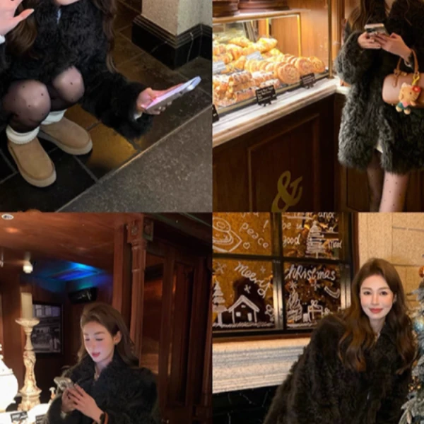 单款托斯卡纳皮毛一体拉贡小湖羊时尚百搭外套女装加厚宽松设计师