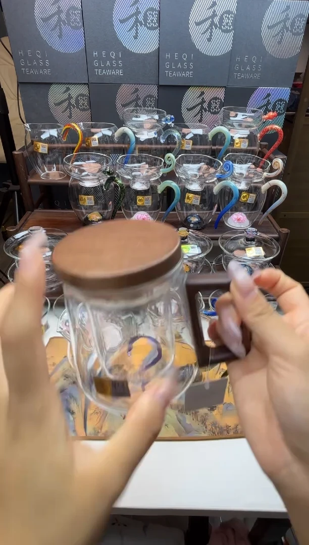 手工艺品玻璃禾器 木笙杯