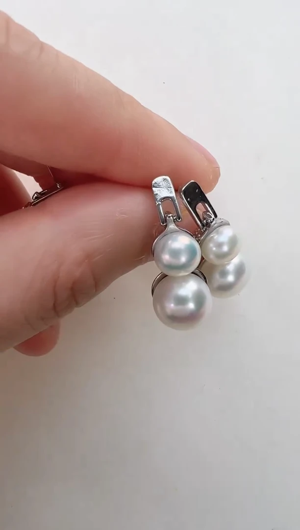 【闪购商品】淡水珍珠耳饰合金双珠灵动葫芦