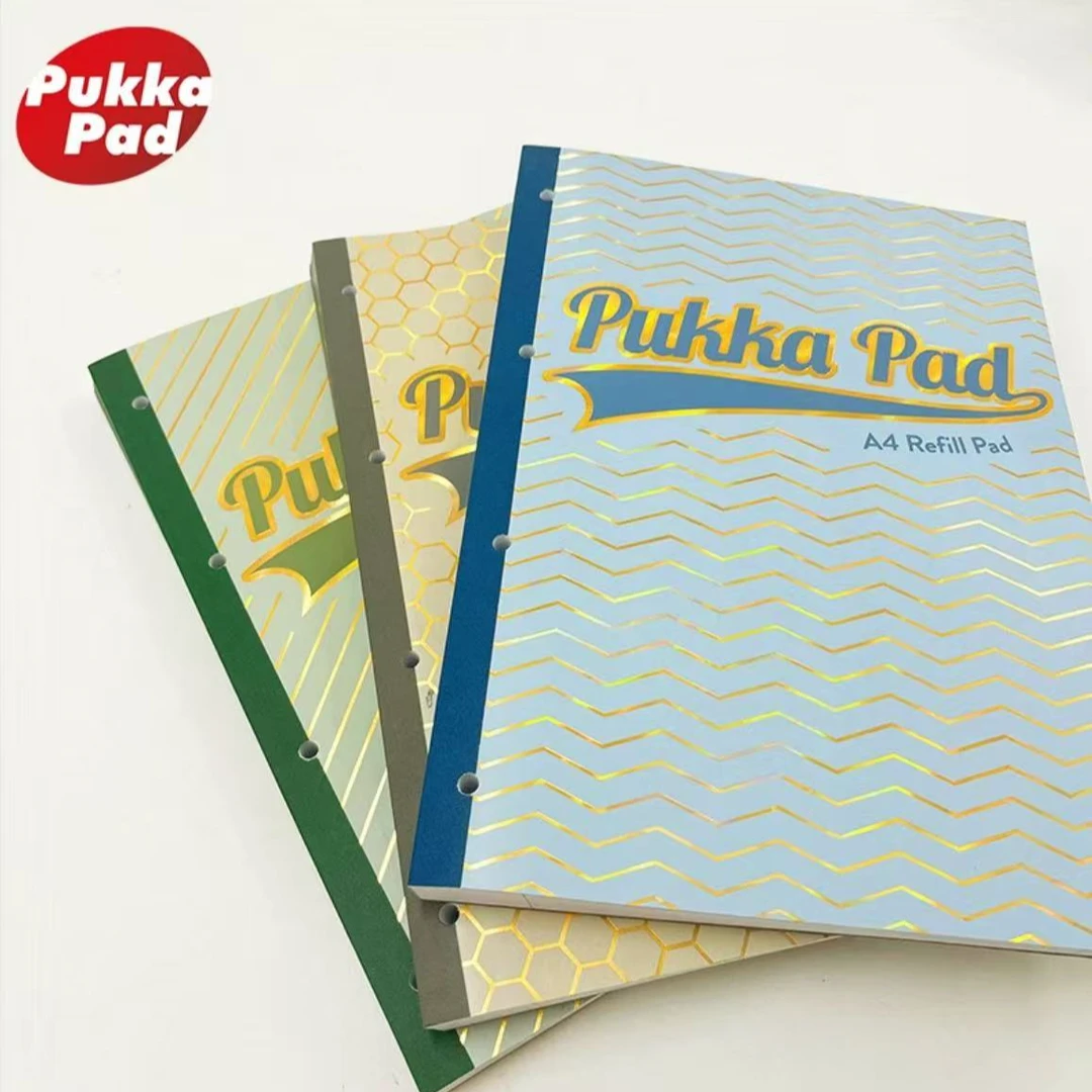 PukkaPad侧翻烫金创意可撕A4横线加厚笔记本大学生记事本带孔易撕