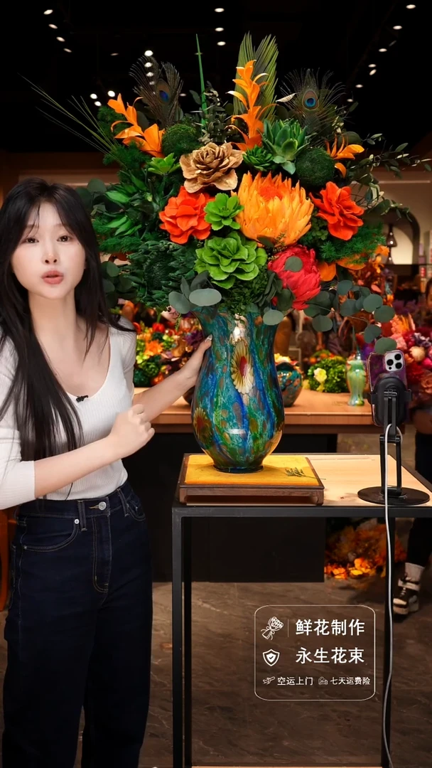 手工艺品琉璃手工花器花束空运包邮送货上门-以图片为准