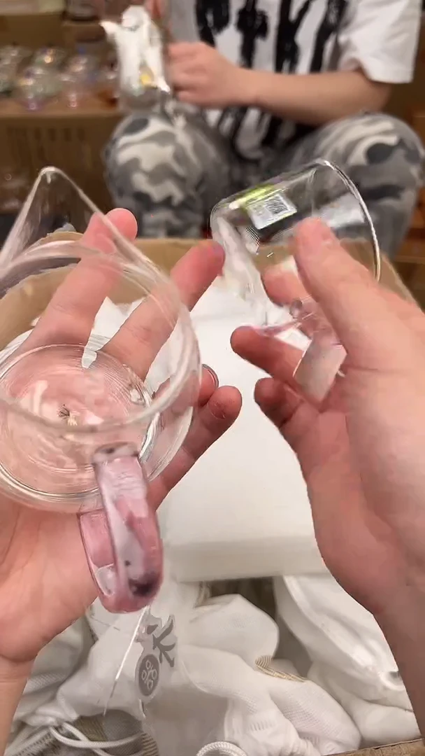 @@禾器晶彩澄然茶海浅粉色+清禾杯粉1