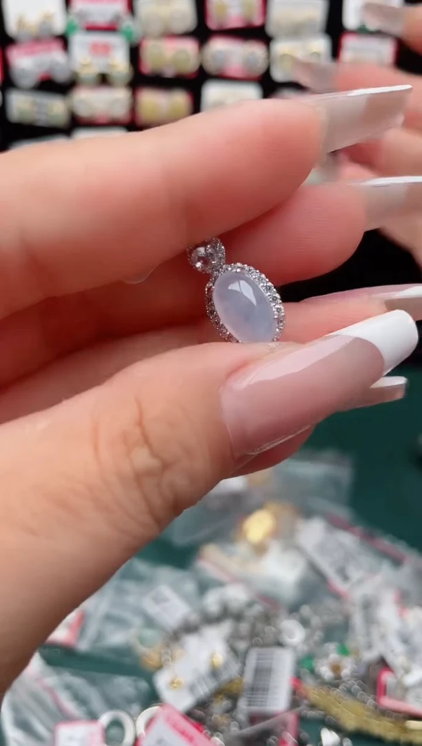 翡翠银S925镶嵌吊坠(不含链).